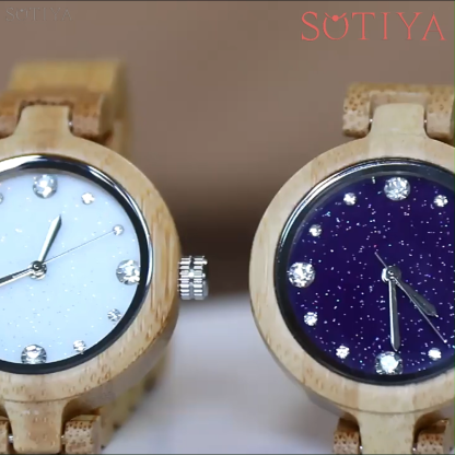 Sotiya White/Red/Purple/Black Dial Quartz Coffee Wooden Watch