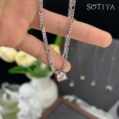 Sotiya Solitaire Round Cut Moissanite Necklace Sterling Silver