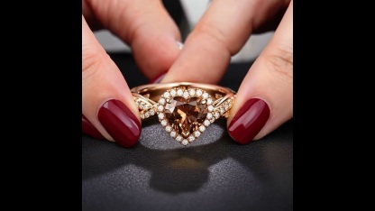 Sotiya Halo Heart Cut Twist Coffee Engagement Ring Sterling Silver