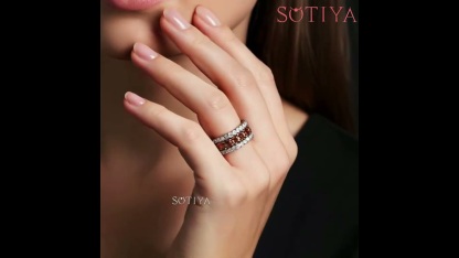 Sotiya Three Row Cushion Cut Coffee Black Plated Women's Wedding Ring Sterling Silver
