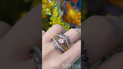 Sotiya Two Tone Round Cut Coffee Enhancer Wedding Bridal Ring Set Sterling Silver