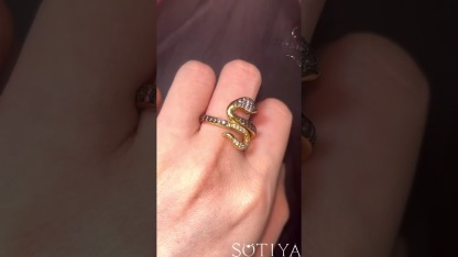 Sotiya Two Tone Snake Design Coffee Cocktail Ring Sterling Silver