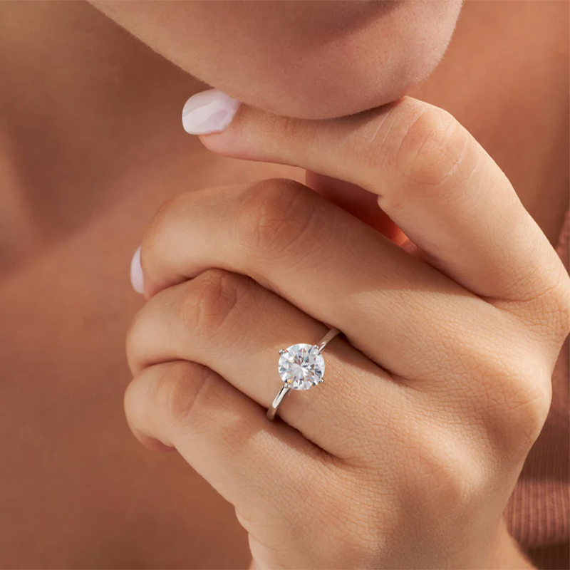 Sotiya Solitaire Round Cut Moissanite Engagement Ring Sterling Silver-Sotiya