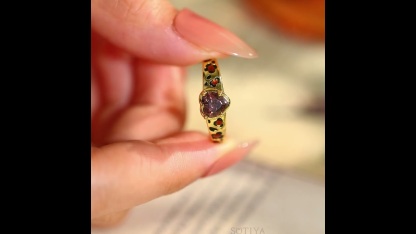 Sotiya Leopard Print Coffee Enamel Ring Sterling Silver