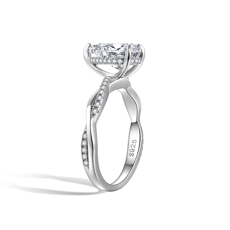 Sotiya Hidden Halo Twist Pear Cut Moissanite Engagement Ring Sterling Silver-Sotiya