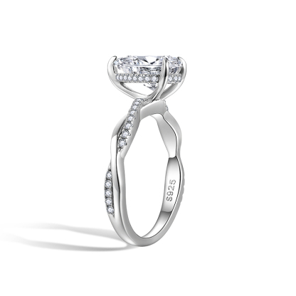 Sotiya Hidden Halo Twist Pear Cut Moissanite Engagement Ring Sterling Silver-Sotiya