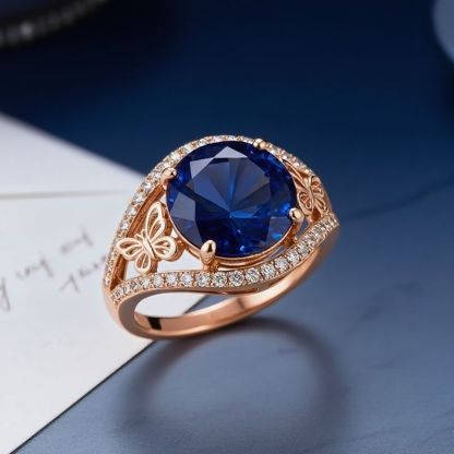 Sotiya Butterfly Round Cut Coffee Engagement Ring Sterling Silver-Sotiya