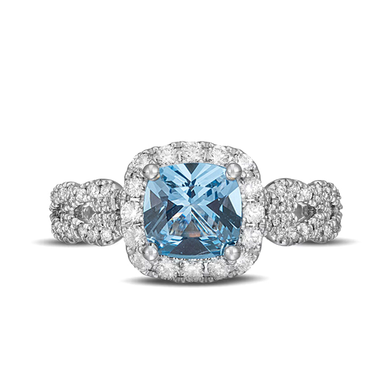 Sotiya Cathedral Interweaving Halo Cushion Cut Engagement Ring Sterling Silver-Sotiya