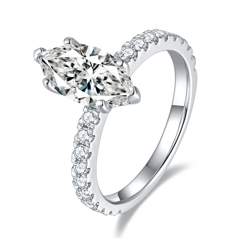 Sotiya 6 Prong Marquise Cut Moissanite Engagement Ring Sterling Silver-Sotiya