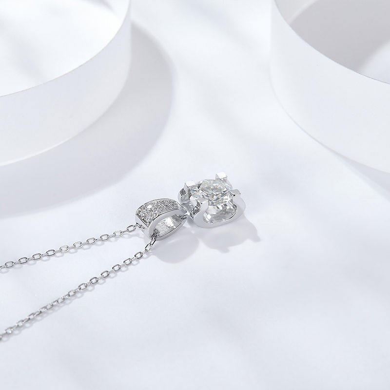 Sotiya Round Cut Moissanite Necklace Sterling Silver-Sotiya