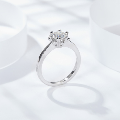 Sotiya Snowflake Round Cut Moissanite Engagement Ring Sterling Silver-Sotiya