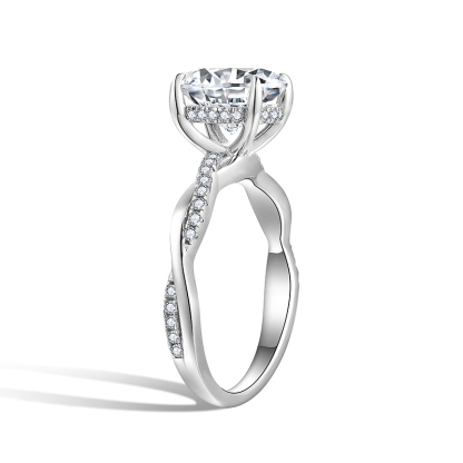Sotiya Hidden Halo Twist Oval Cut Moissanite Engagement Ring Sterling Silver-Sotiya