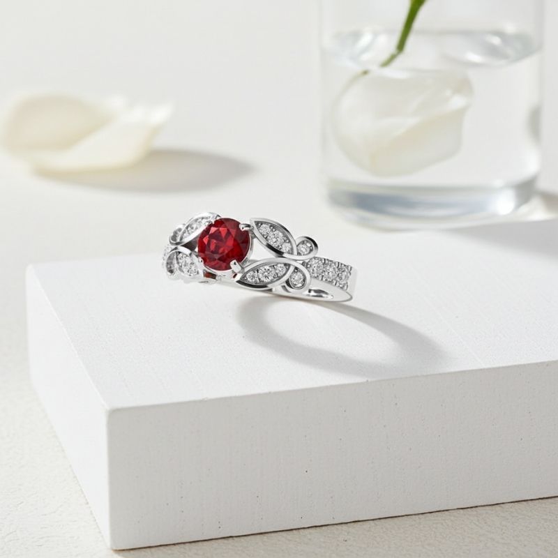 Sotiya Customizable 12 Birthstone Butterfly Round Cut Engagement Ring Sterling Silver