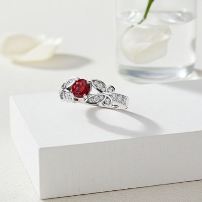 Sotiya Customizable 12 Birthstone Butterfly Round Cut Engagement Ring Sterling Silver