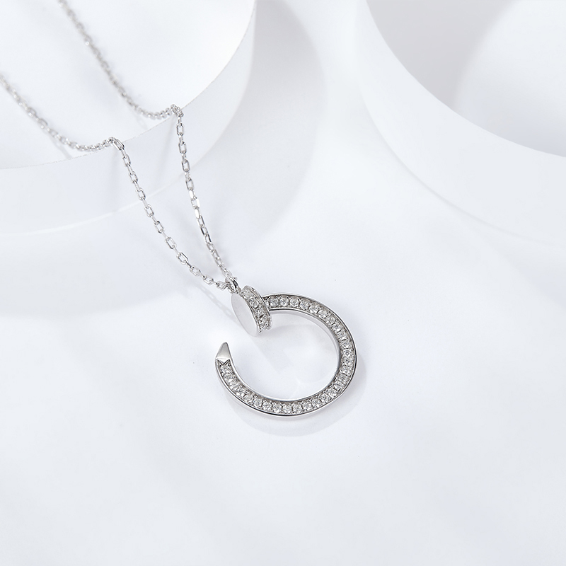 Sotiya Curved Nail Moissanite Necklace Sterling Silver-Sotiya