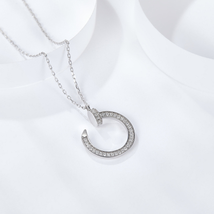 Sotiya Curved Nail Moissanite Necklace Sterling Silver-Sotiya