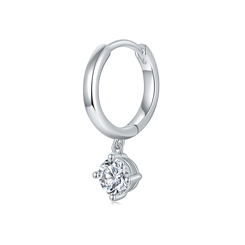 Sotiya Solitaire Round Cut Moissanite Drop Earrings Sterling Silver-Sotiya