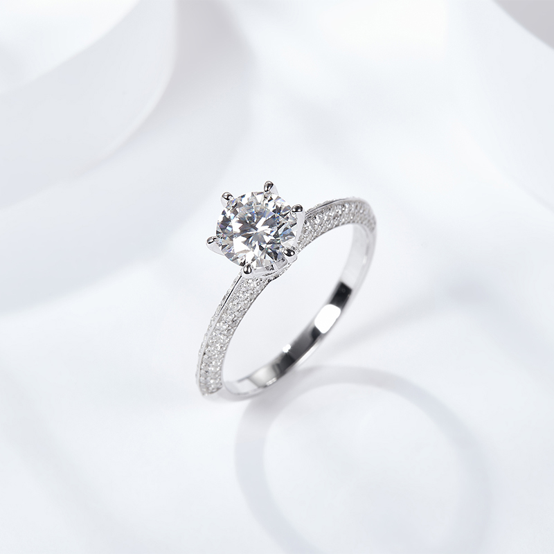 Sotiya Crown Design Round Cut Moissanite Engagement Ring Sterling Silver-Sotiya