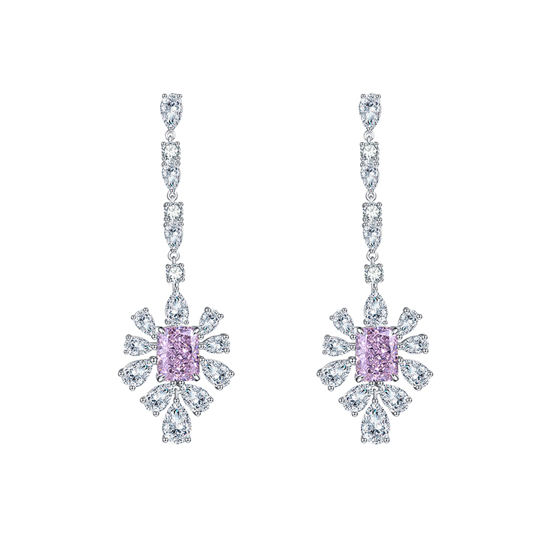 Sotiya Radiant Cut Snowflake Cluster Chandelier Earrings High-carbon Zircon Sterling Silver-Sotiya