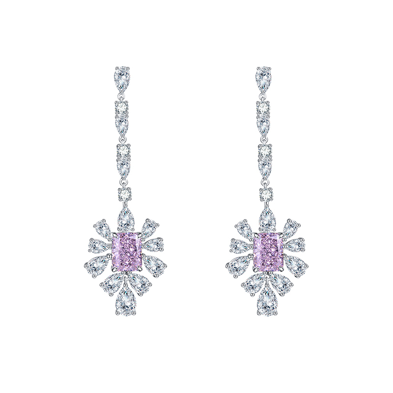 Sotiya Radiant Cut Snowflake Cluster Chandelier Earrings High-carbon Zircon Sterling Silver-Sotiya