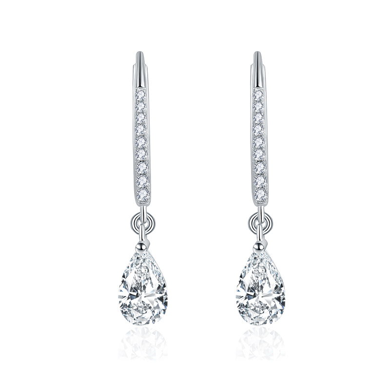 Sotiya Pear Cut Moissanite Drop Earrings Sterling Silver-Sotiya
