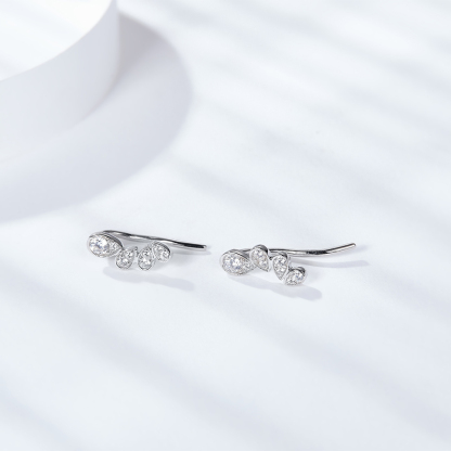 Sotiya Wing Design Pear Cut Moissanite Climber Earrings Sterling Silver-Sotiya