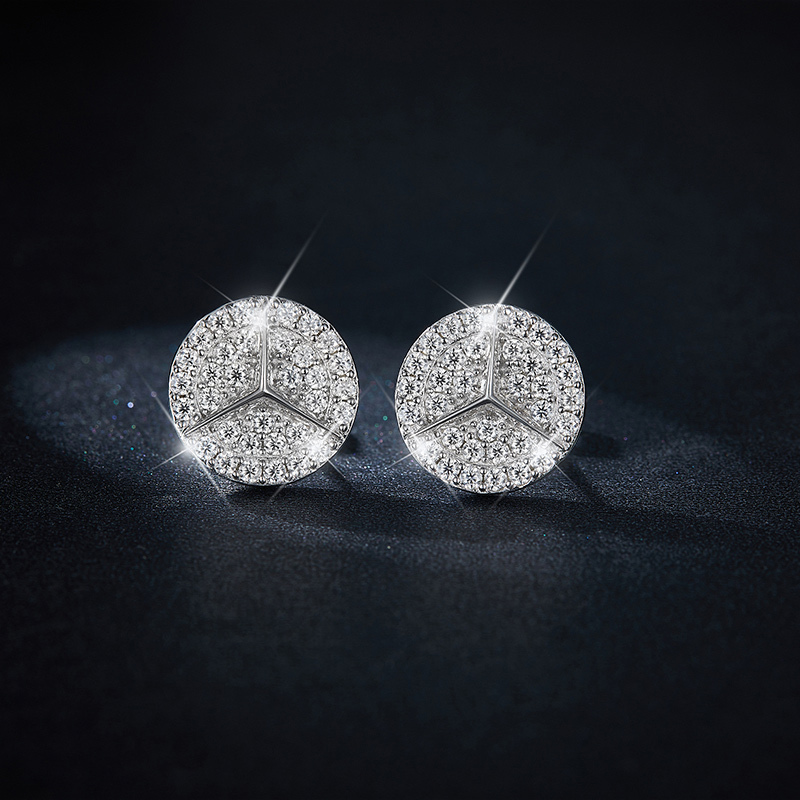 Sotiya Round Cut Moissanite Stud Earrings Sterling Silver-Sotiya