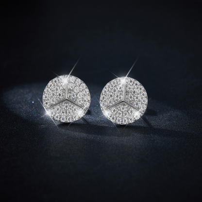 Sotiya Round Cut Moissanite Stud Earrings Sterling Silver-Sotiya