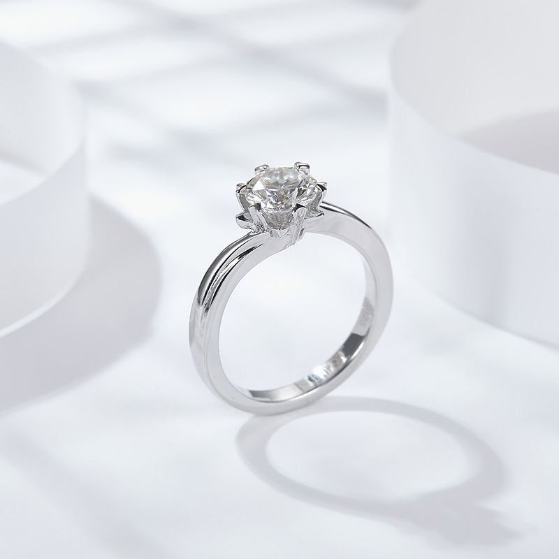 Sotiya Twist Snowflake Round Cut Moissanite Engagement Ring Sterling Silver-Sotiya