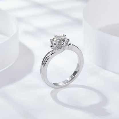 Sotiya Twist Snowflake Round Cut Moissanite Engagement Ring Sterling Silver-Sotiya