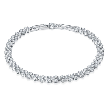 Sotiya Shining Round Cut Moissanite Tennis Bracelet Sterling Silver-Sotiya