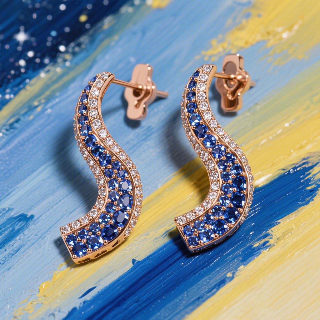 Sotiya Artist Collection Famous Painting Starry Night Curve Design Earrings Sterling Silver-Sotiya