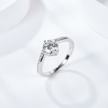 Sotiya V Shaped Round Cut Moissanite Engagement Ring Sterling Silver-Sotiya