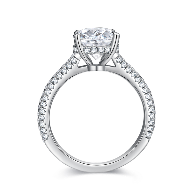 Sotiya Cathedral Hidden Halo Oval Cut Moissanite Engagement Ring Sterling Silver-Sotiya