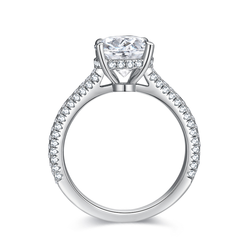 Sotiya Cathedral Hidden Halo Oval Cut Moissanite Engagement Ring Sterling Silver-Sotiya