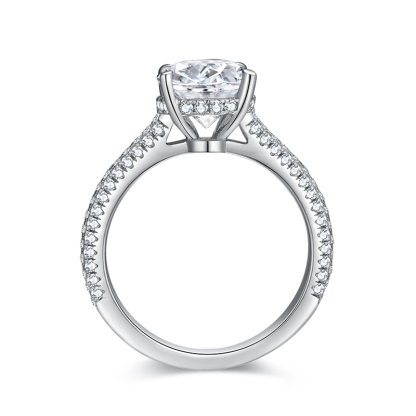 Sotiya Cathedral Hidden Halo Oval Cut Moissanite Engagement Ring Sterling Silver-Sotiya