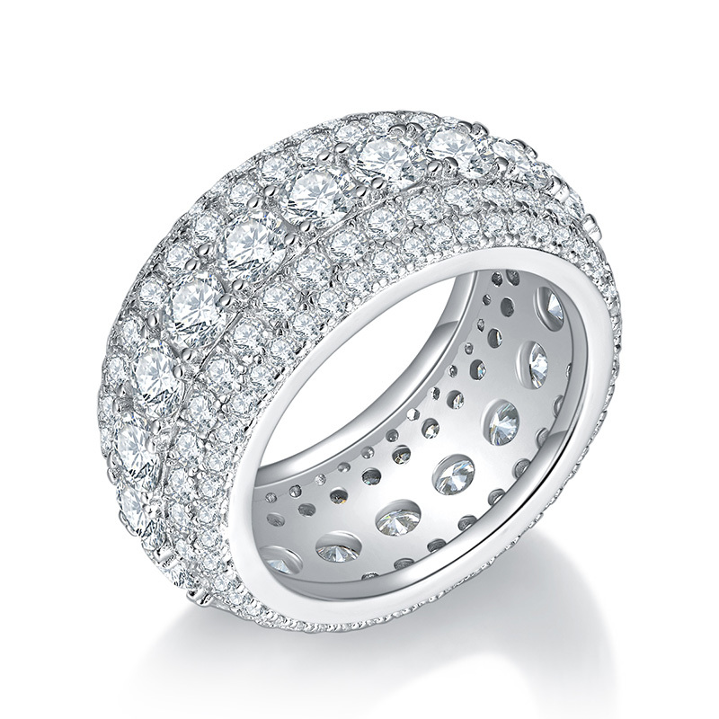 Sotiya Wide Round Cut Moissanite Eternity Ring Sterling Silver-Sotiya