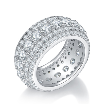 Sotiya Wide Round Cut Moissanite Eternity Ring Sterling Silver-Sotiya