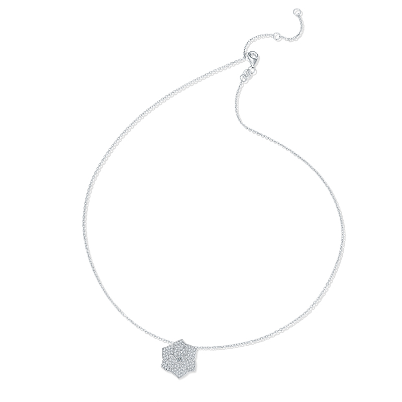 Sotiya Round Cut Flower Moissanite Necklace Sterling Silver-Sotiya