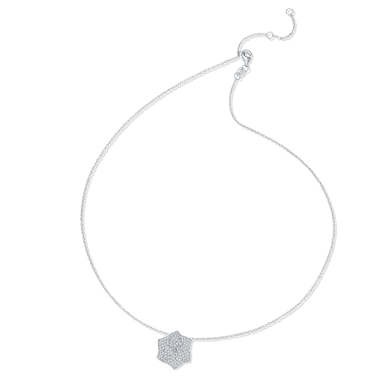 Sotiya Round Cut Flower Moissanite Necklace Sterling Silver-Sotiya