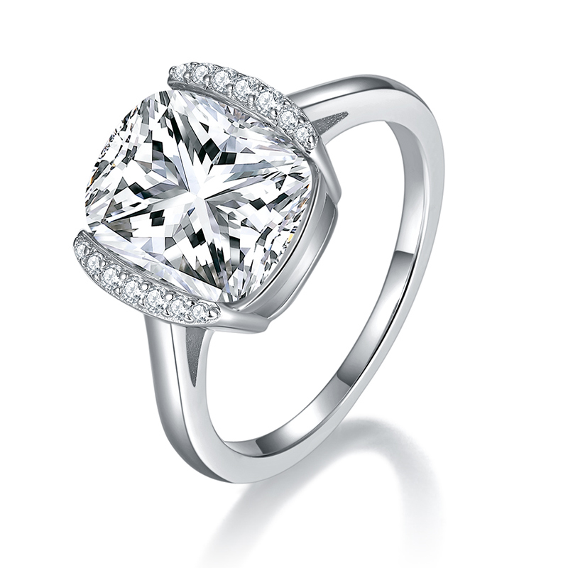 Sotiya Tension Set Radiant Cut Moissanite Engagement Ring Sterling Silver-Sotiya