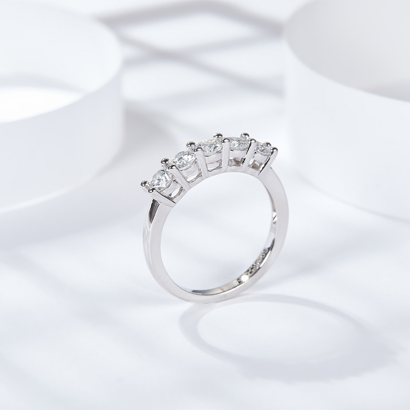 Sotiya Classic Round Cut Moissanite Anniversary Ring Sterling Silver-Sotiya