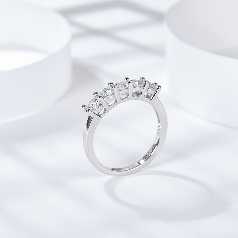 Sotiya Classic Round Cut Moissanite Anniversary Ring Sterling Silver-Sotiya