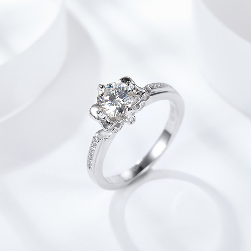 Sotiya Iris Round Cut Moissanite Engagement Ring Sterling Silver-Sotiya