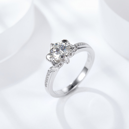 Sotiya Iris Round Cut Moissanite Engagement Ring Sterling Silver-Sotiya