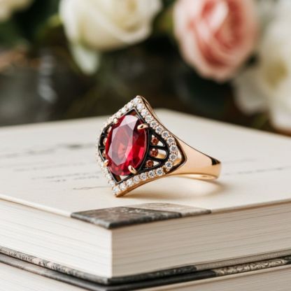 Sotiya Two Tone Unique Halo Oval Cut Coffee Engagement Ring Sterling Silver-Sotiya