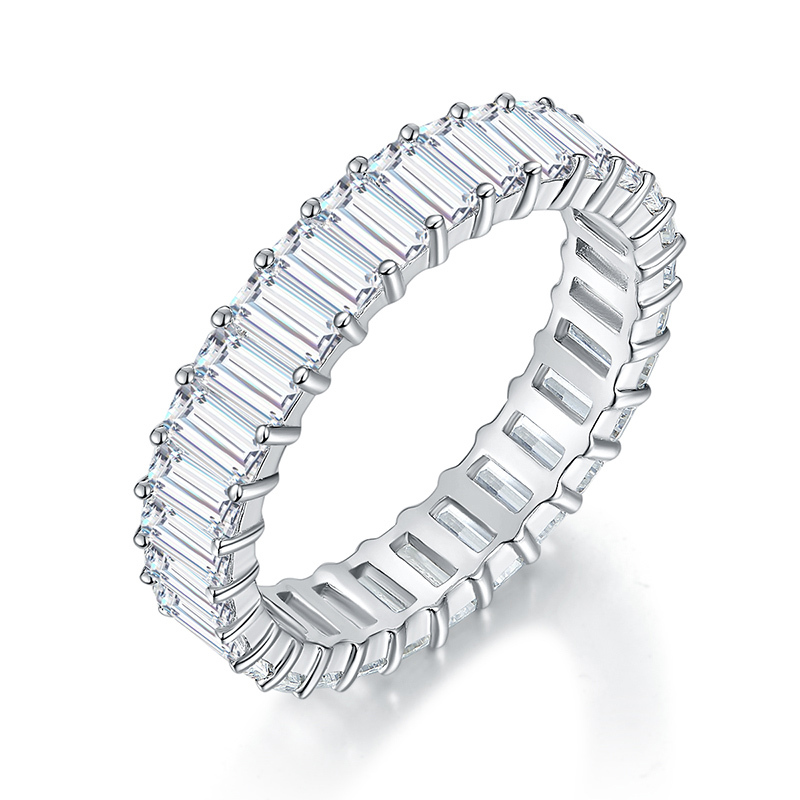 Sotiya Emerald Cut Moissanite Eternity Ring Sterling Silver-Sotiya
