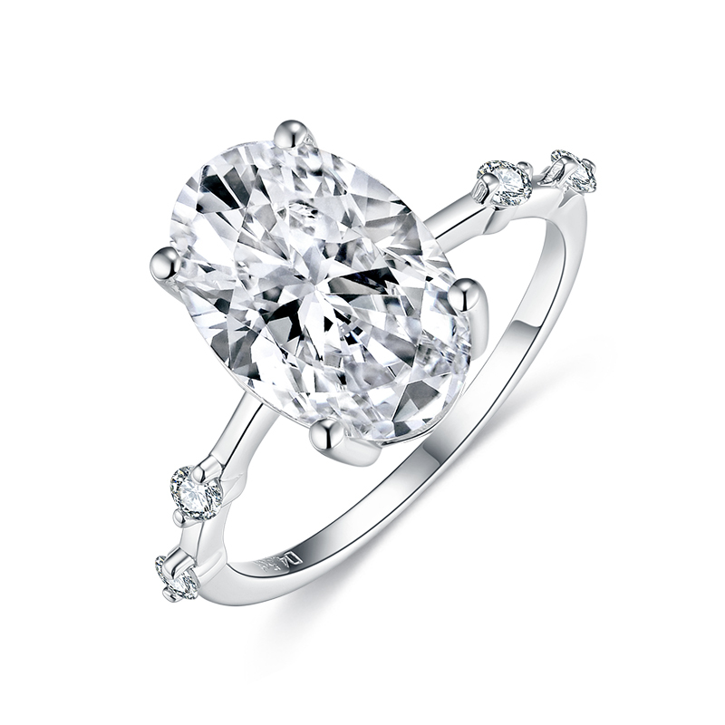 Sotiya Side Stones Oval Cut Moissanite Engagement Ring Sterling Silver-Sotiya