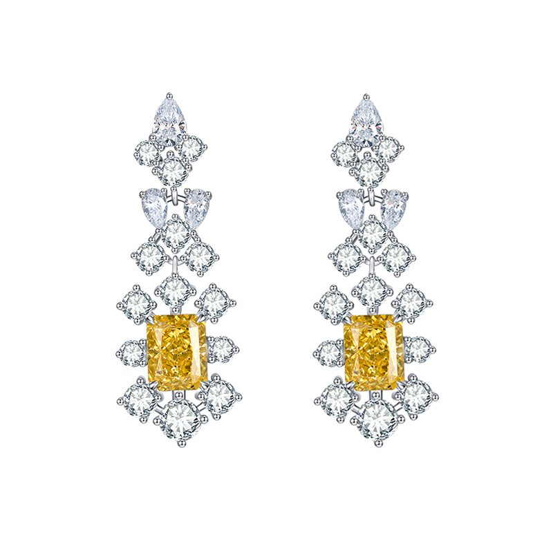 Sotiya Radiant Cut Snowflake Cluster Chandelier Earrings High-carbon Zircon Sterling Silver-Sotiya