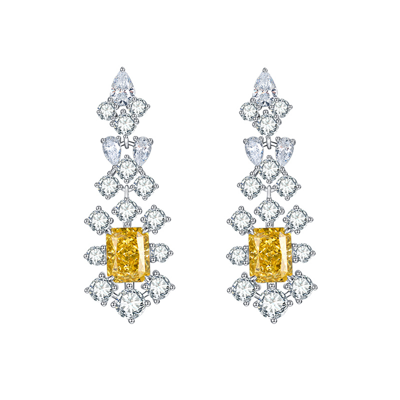 Sotiya Radiant Cut Snowflake Cluster Chandelier Earrings High-carbon Zircon Sterling Silver-Sotiya
